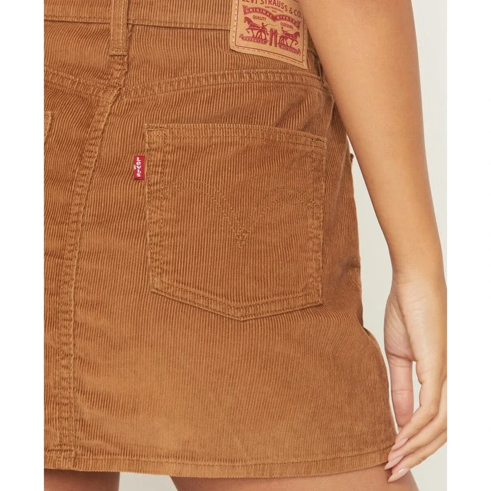 NWT Levi's Icon Skirt Women Size 33 Brown Corduroy Button Fly Mini A4694-0059 - Picture 2 of 12